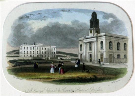 Frederick William Woledge (fl.1840-95) View of St Georges Chapel at County Hospital, Brighton, c.1841 4.5 x 6.25in.